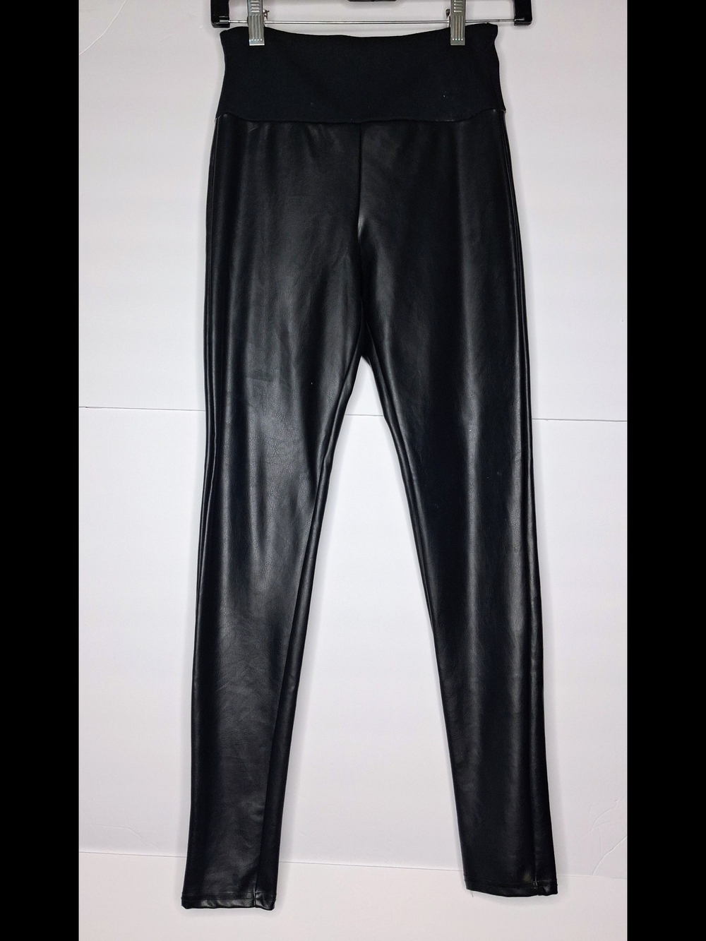 Assets By Spanx Black Faux Leather High-Waist Leggings